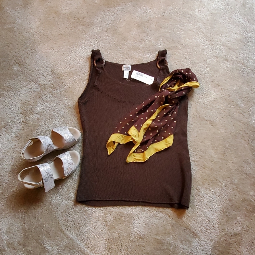 Chico's Garden Circle Fudge Tank (size 3)